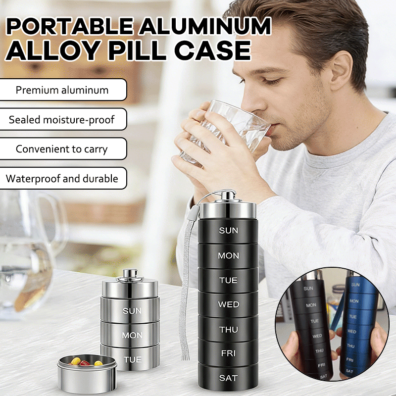 Portable 7-day Aluminum Alloy Pill Box