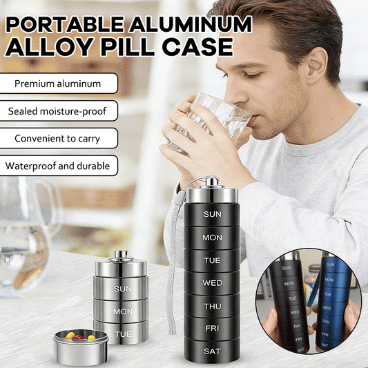 Portable 7-day Aluminum Alloy Pill Box