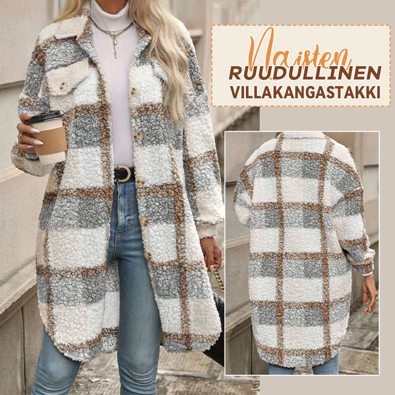 Naisten Ruudullinen Villakangastakki