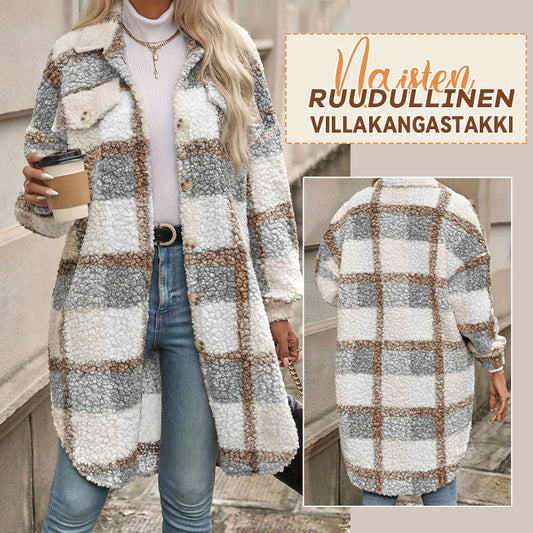 Naisten Ruudullinen Villakangastakki