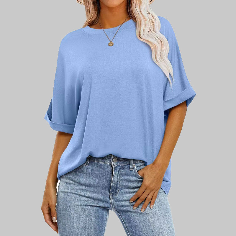 ⏳Ajankohtainen tarjous🌸Väljä pyöreäkauluksinen pitkähihainen t-paita naisille