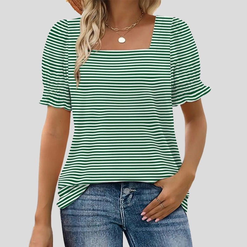 ⏳Rajoitettu aika myynti🌸Naisten neliön kaula-aukko Smocked hihan t-paita Casual Topi