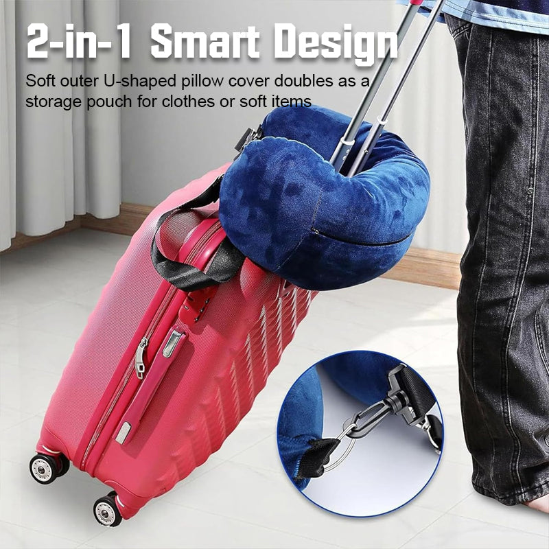 Convertible U-Shaped Travel Pillow & Storage Bag - Comfortable Neck Rest for Long Flights
