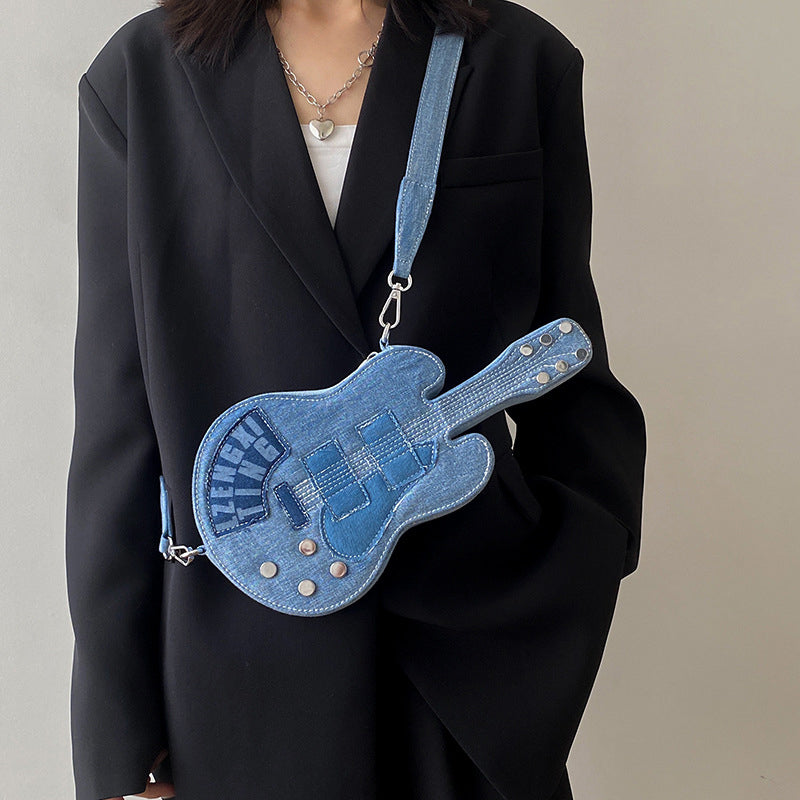 Creative and unique denim guitar shoulder bag