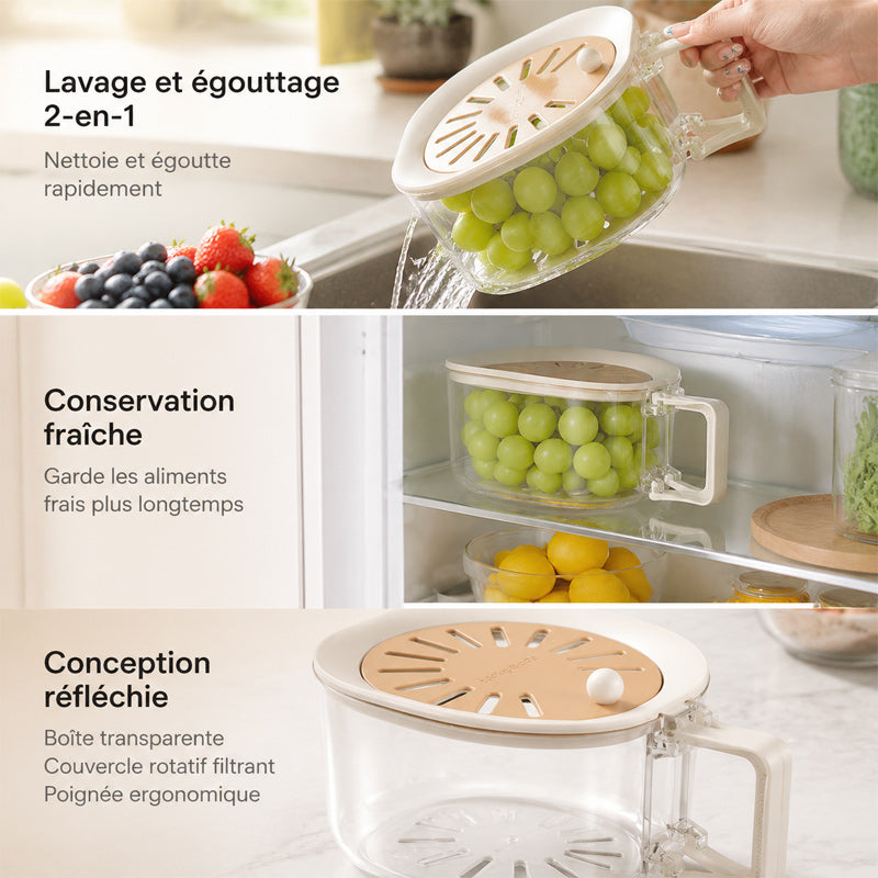 2-in-1 multifunctional telescopic drainage basket for fruit and vegetables