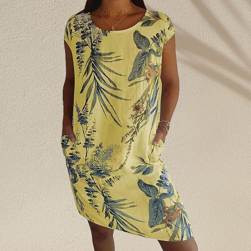 🌼Merseroitua puuvillaa oleva kukkakuvioinen taskullinen mekko