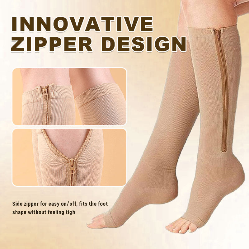 Innovative Side-Zip Athletic Support Socks – Easy Wear Compression Hose