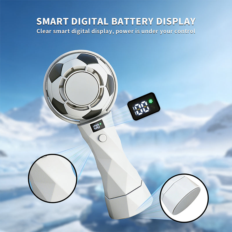 2026 Soccer-Themed Handheld Cooling Fan – Portable, Turbo-Powered, Rechargeable Mini Fan