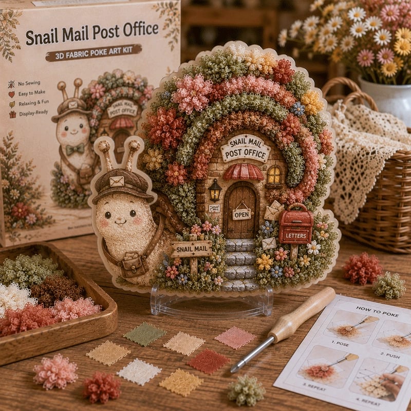 🔥 Last day: 49% off – ✨ ‘Whimsical Village’ kit for 3D fabric art (Poke Art technique)