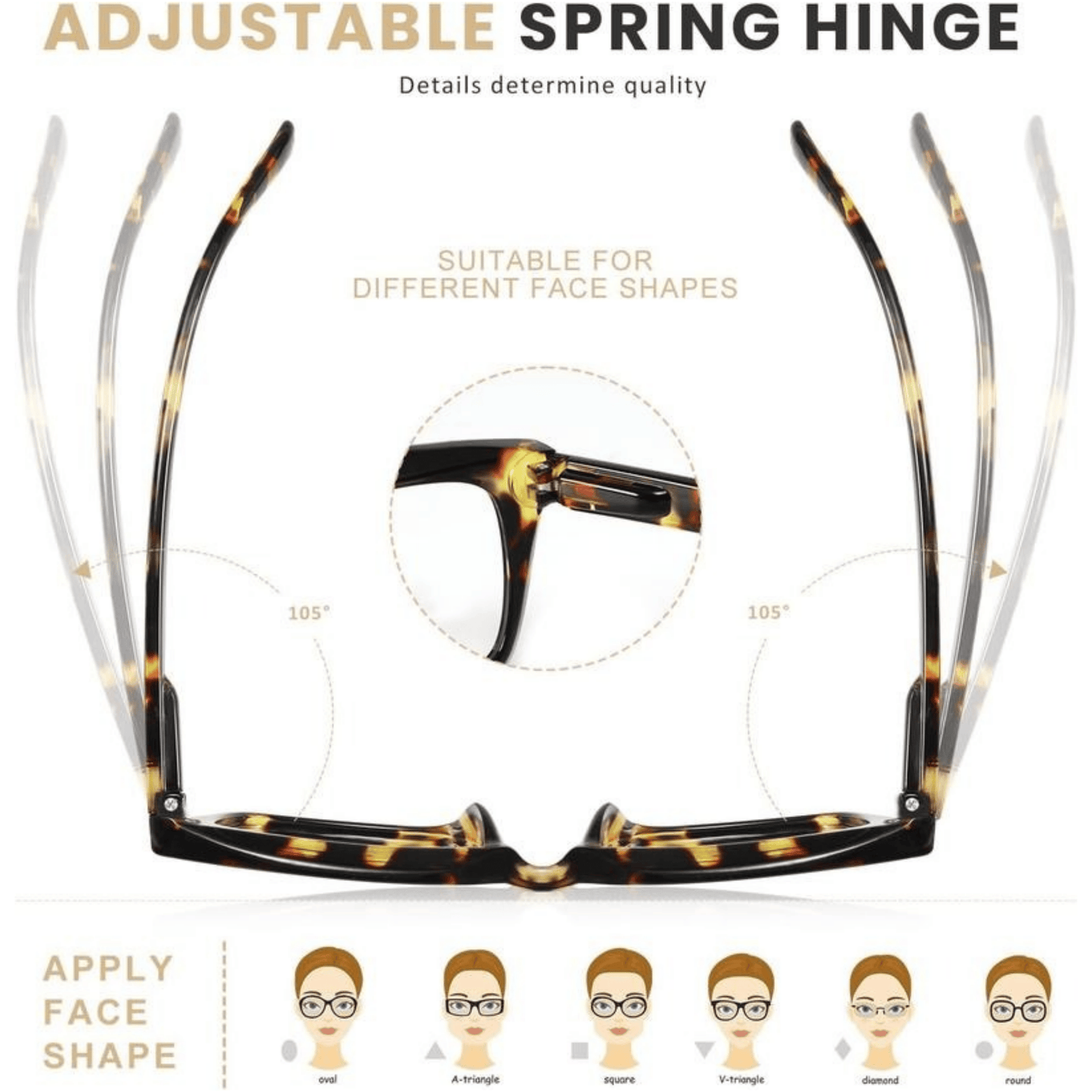 👓Set of 3 tortoiseshell reading glasses – Oversized square reading glasses that block blue ligh