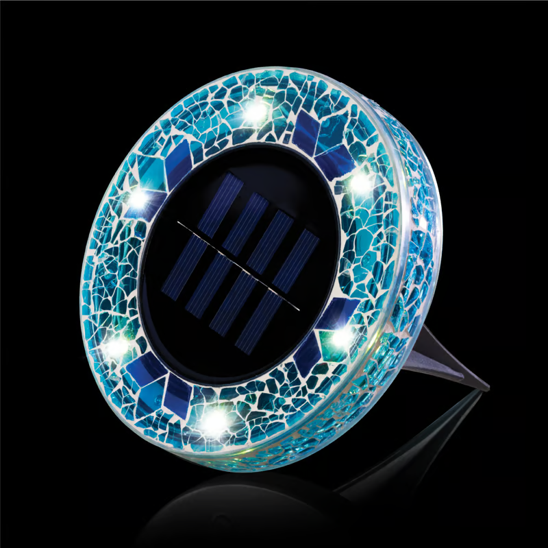 Solar Mosaic Disk Garden Lights – Waterproof, Auto-Sensing LED Pathway Lamps for UK Gardens, Patios & Stepping Stones