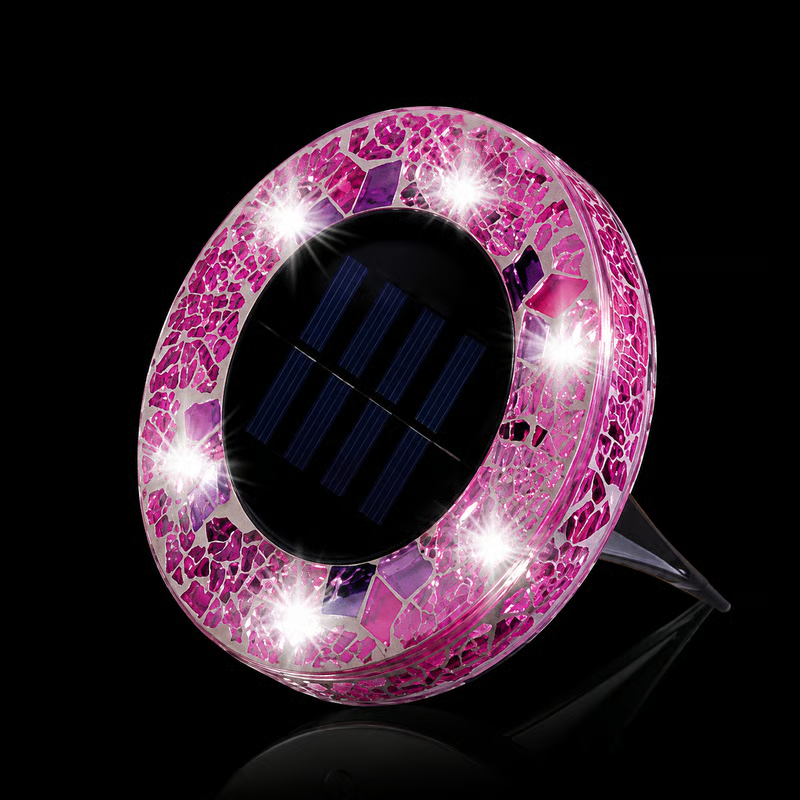Solar Mosaic Disk Garden Lights – Waterproof, Auto-Sensing LED Pathway Lamps for UK Gardens, Patios & Stepping Stones