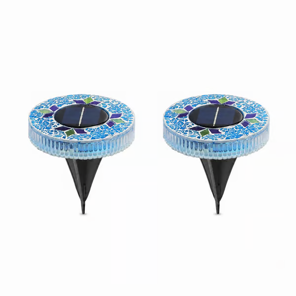 Solar Mosaic Disk Garden Lights – Waterproof, Auto-Sensing LED Pathway Lamps for UK Gardens, Patios & Stepping Stones