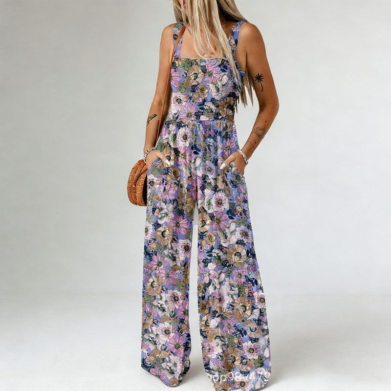 🏖️Women’s Casual Print Sleeveless Overalls Jumpsuits🌼