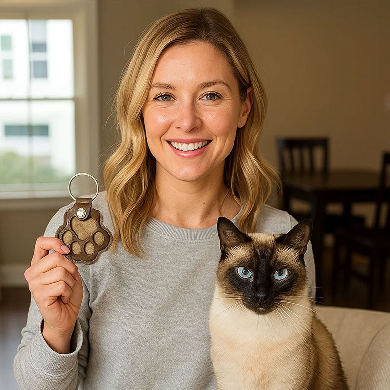 🔥🐾 Ajaton matkamuisto - tassukuvioinen nahkainen avaimenperä