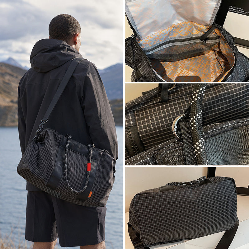 Mountain-Style Climbing Rope Nylon Grid Large Capacity Wet-Dry Separation Gym Bag Outdoor Waterproof Handbag Crossbody Travel Bag