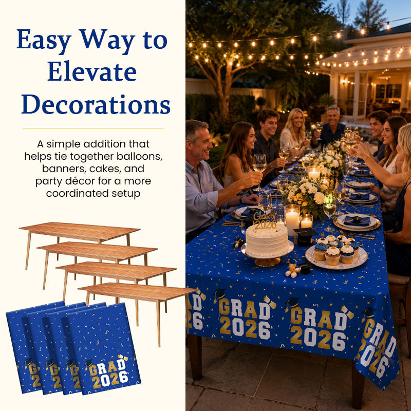 2026 Graduation Party Tablecloth Set – for Tables, Photos & Celebrations