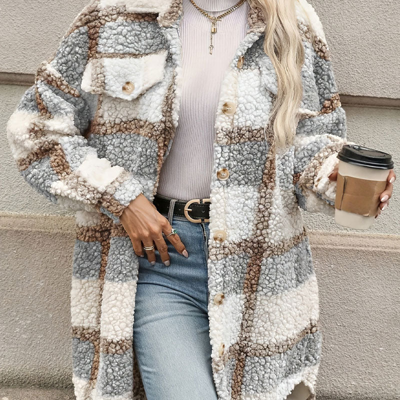 Naisten Ruudullinen Villakangastakki