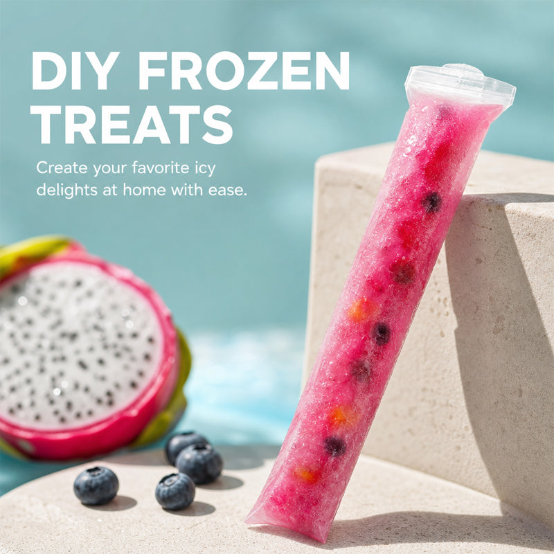 Disposable Ice Pop Bags - DIY Homemade Ice Popsicle Molds - Food Grade Self-Sealing Bags