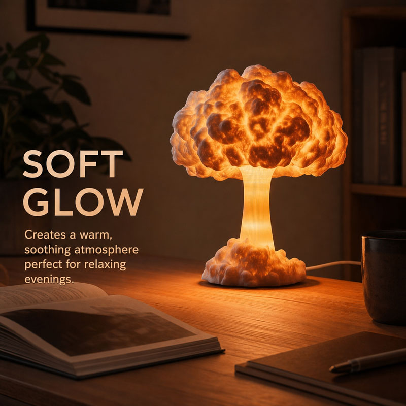 Mushroom Cloud LED Desk Lamp | Unique Desktop Ornament USB Powered