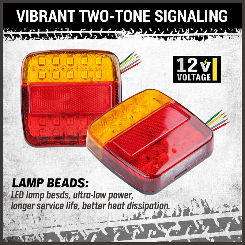 Dual-Color LED Square Tail Light – Ultra-Bright Truck & Van Safety Lamp