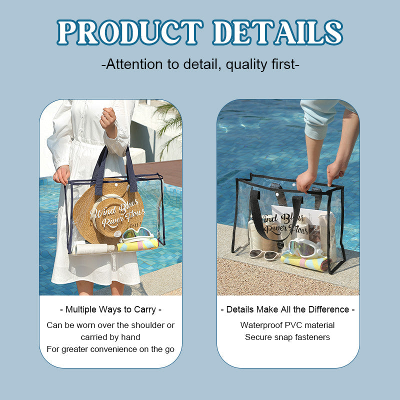 Waterproof Transparent Beach Tote – Large Capacity Travel & Swim Organizer