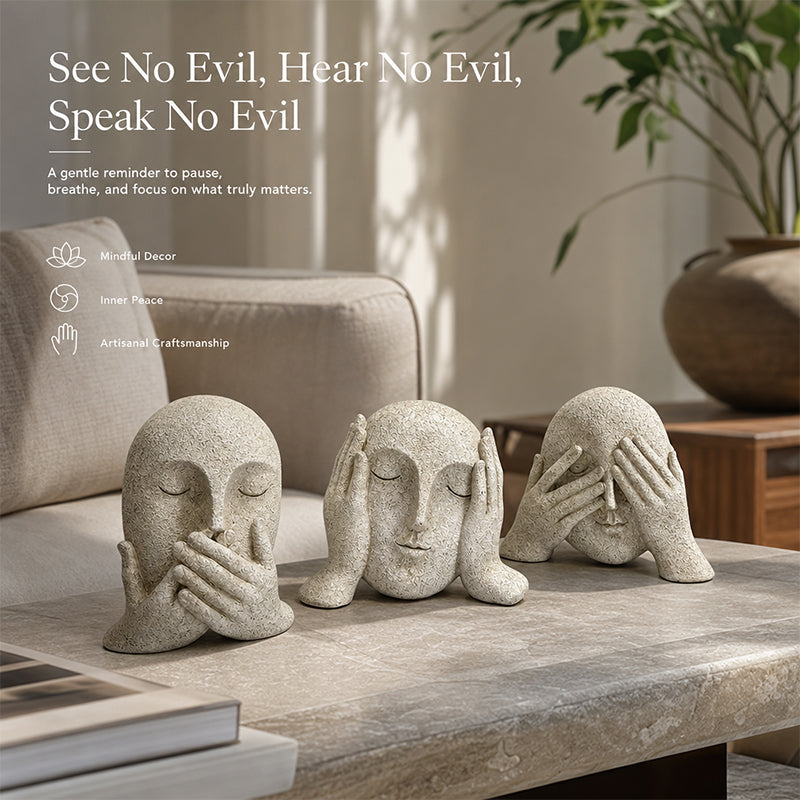 🗿 "Three Nos" Human-Face Home Decor Ornament