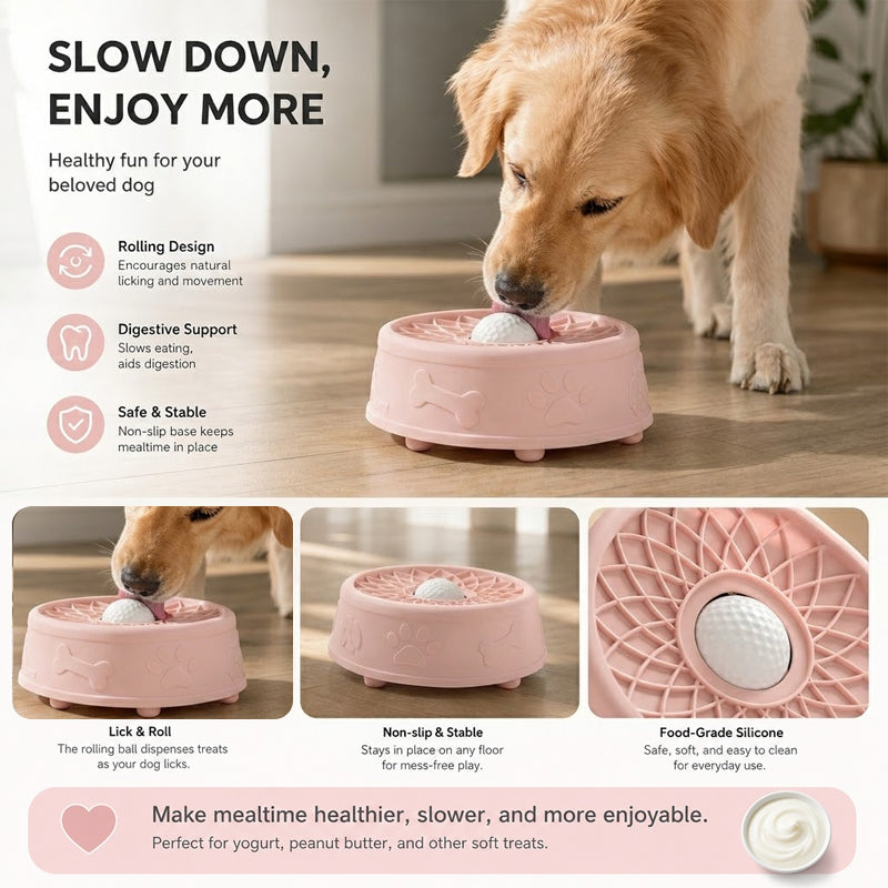 🐾🥣 Pet Yogurt Licking Bowl with Rolling Ball Design