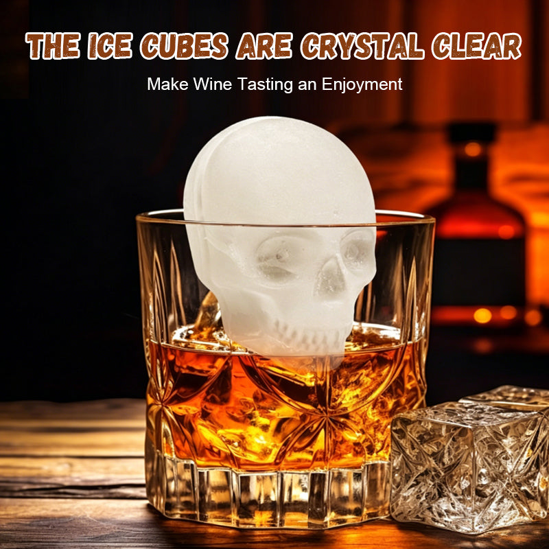 Creative 3D Skull Ice Cube Tray - Skull Shaped Ice Balls in Whiskey & Drinks