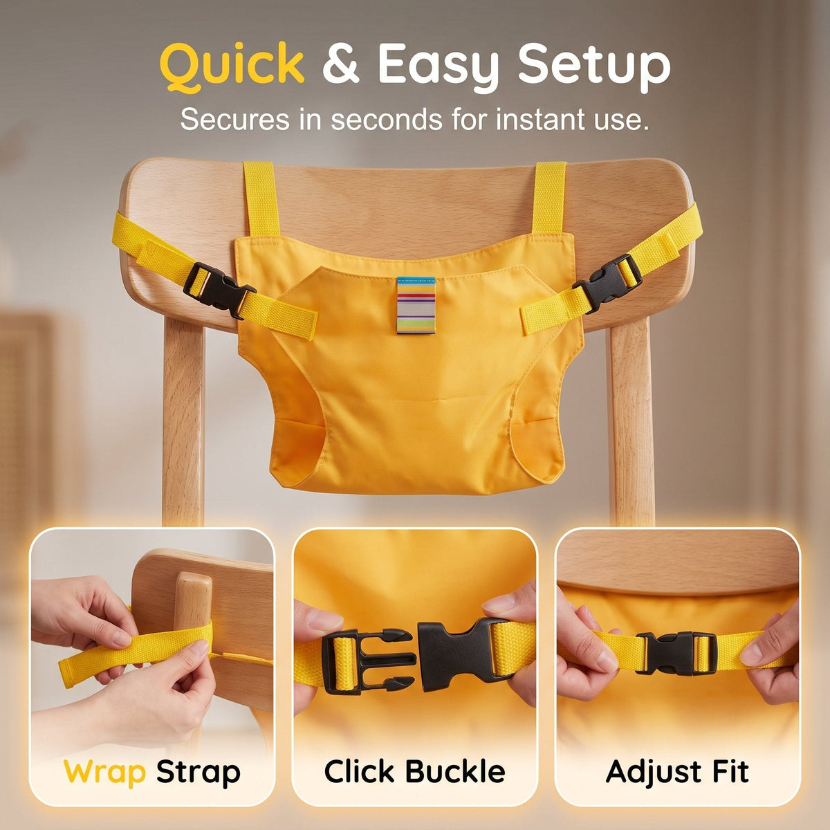 Seat belts for child seats – Portable holder for the food stra