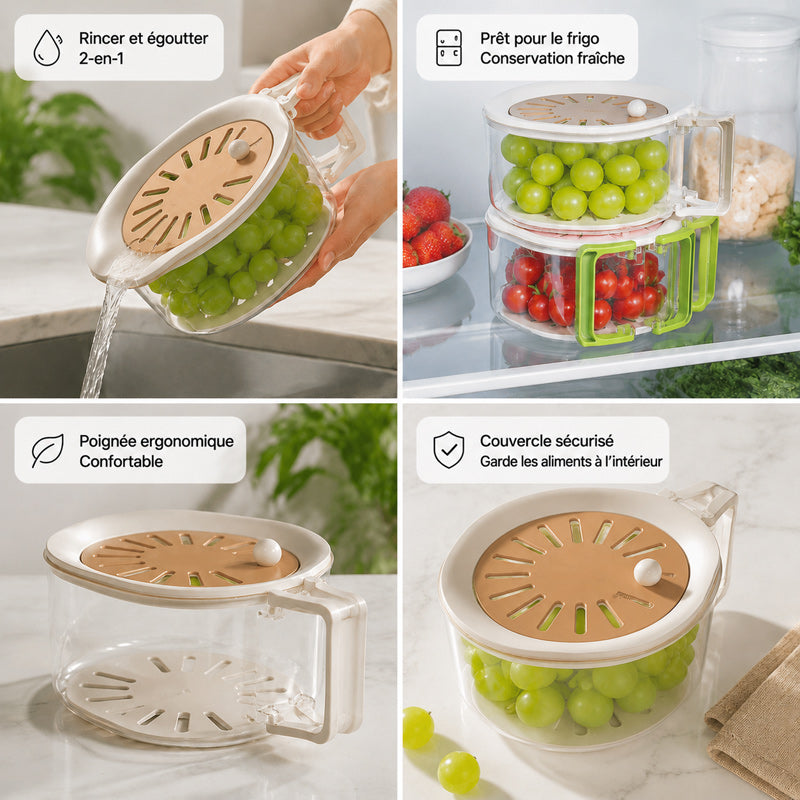 2-in-1 multifunctional telescopic drainage basket for fruit and vegetables