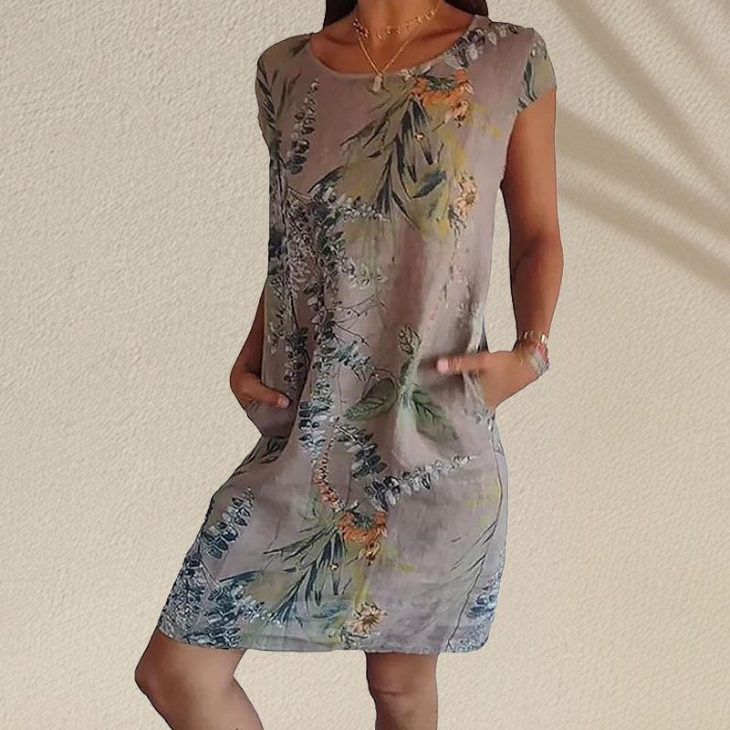 🌼Merseroitua puuvillaa oleva kukkakuvioinen taskullinen mekko