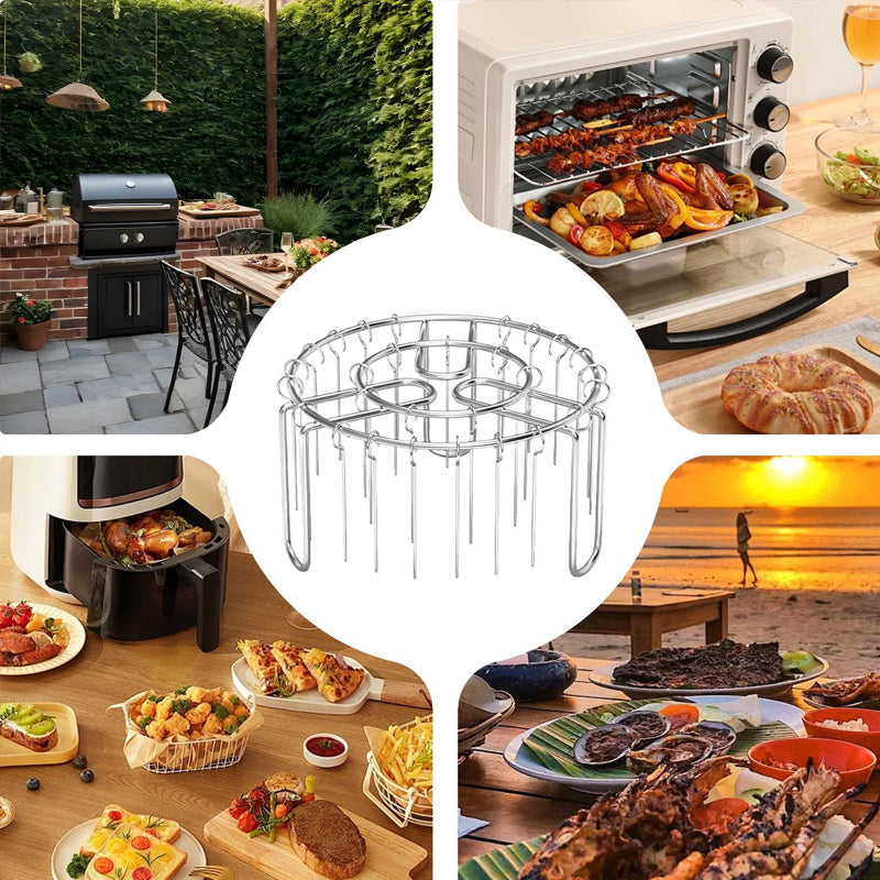 🔥 Skewer Holder for Air Fryers – A vertical kebab holder made of stainless steel for air fryers, ovens, and homemade grilled snacks