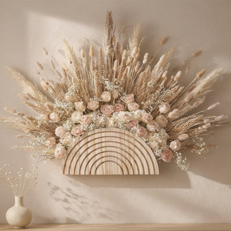 Semi-Circular Wall Flower Pot Shelf – Creative Wooden Floral Display & Home Decor
