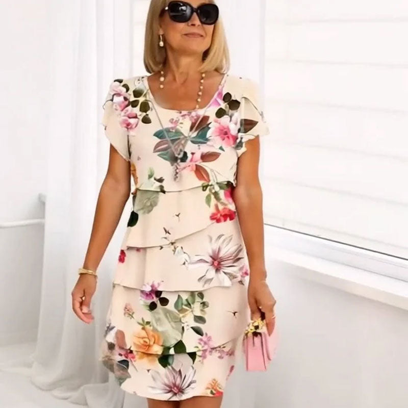 🌸Kevään erikoisuudet🌸 Multi-plant Floral Print Cascade Mekko