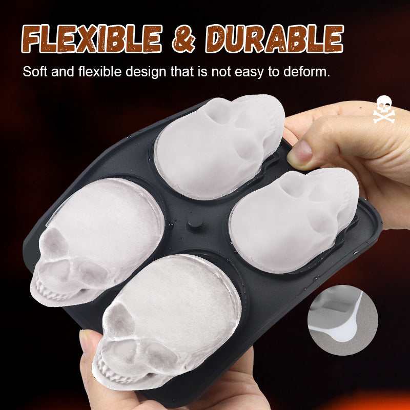 Creative 3D Skull Ice Cube Tray - Skull Shaped Ice Balls in Whiskey & Drinks