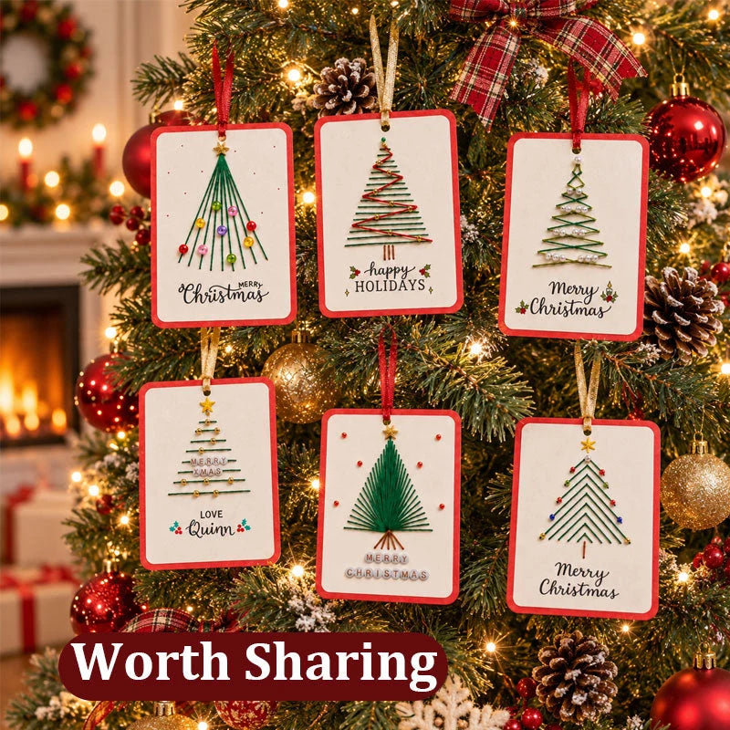 🎄🧵DIY kit for a Christmas card featuring string art