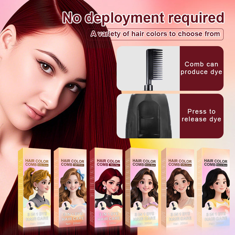 🧴3-in-1 hair dye comb | Easy hair dyeing at home with a built-in brus