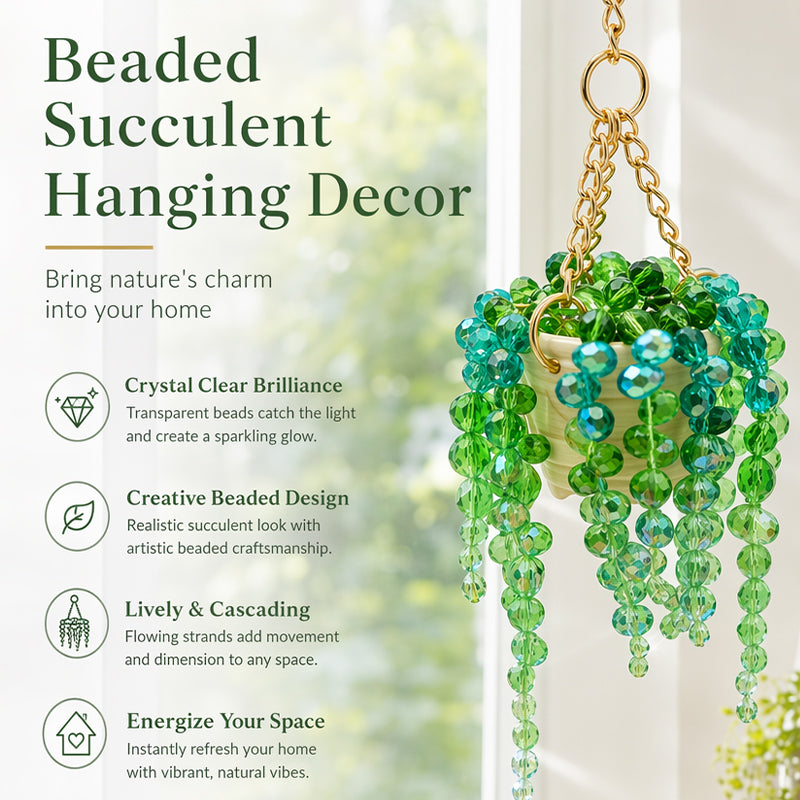 Sun-Kissed Beaded Succulent Car Charm