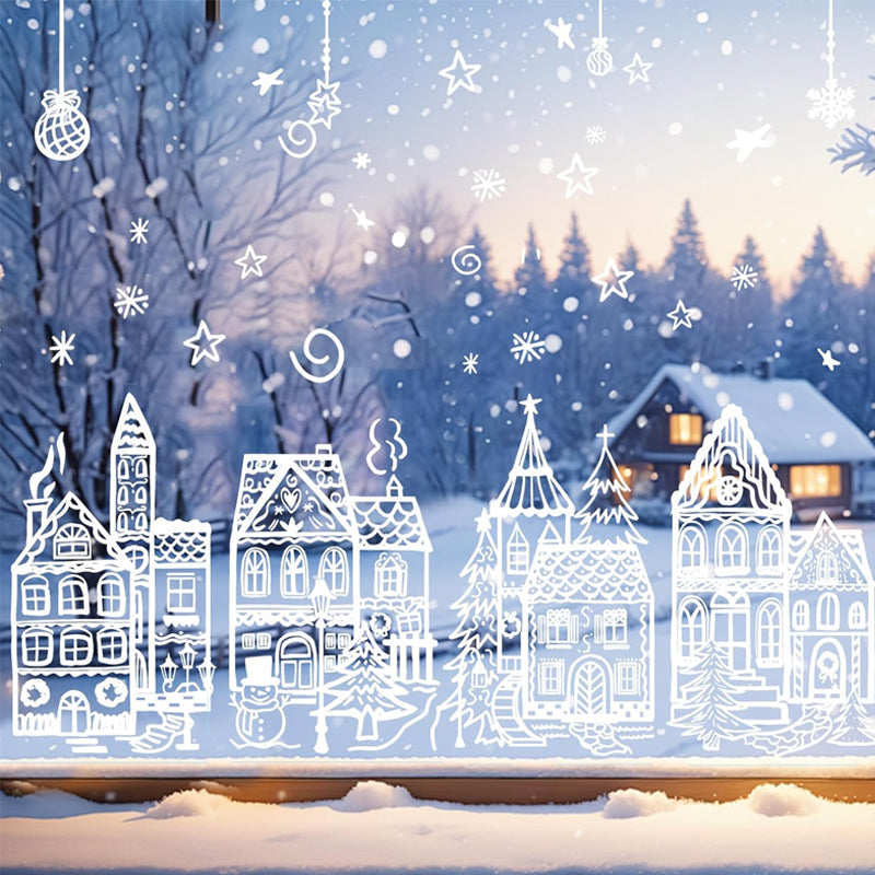 Jouluiset sarjakuva lumitalon seinätarrat