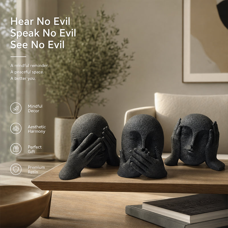 🗿 "Three Nos" Human-Face Home Decor Ornament