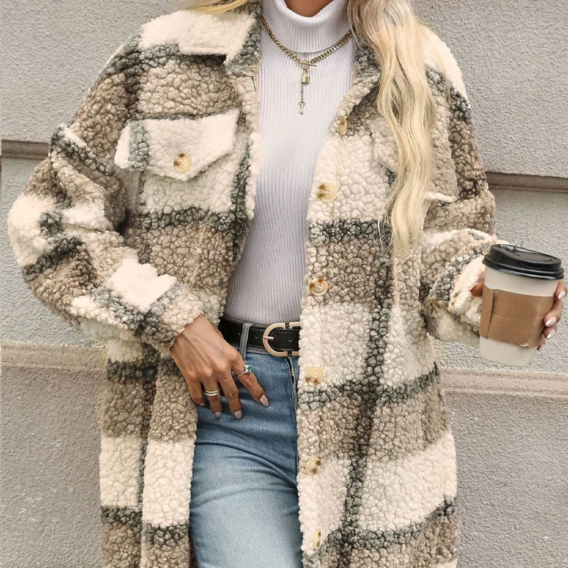 Naisten Ruudullinen Villakangastakki