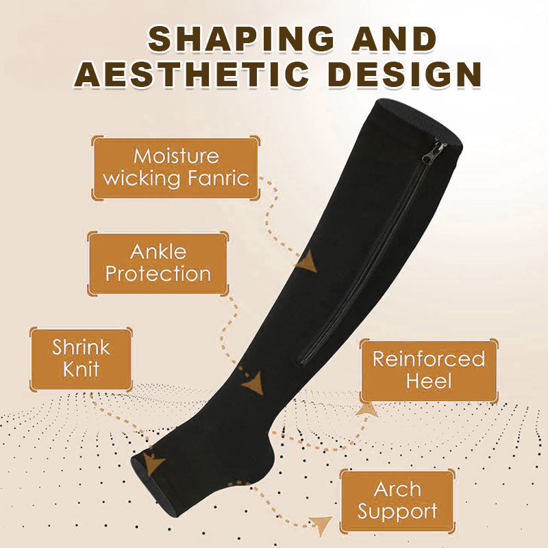 Innovative Side-Zip Athletic Support Socks – Easy Wear Compression Hose