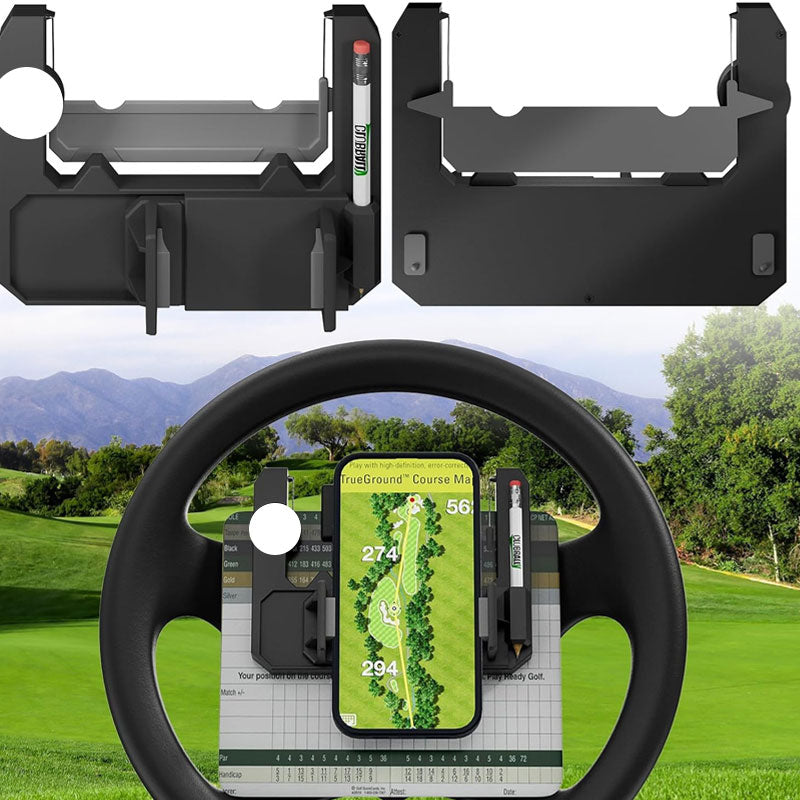 Universal Golf Trolley Phone Mount – Centre-Mounted Steering Wheel Holder for iPhone & Android