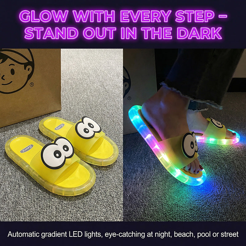 LED Light Up Cartoon Slippers – Glow in the Dark Novelty House Shoes