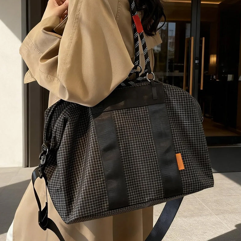 Mountain-Style Climbing Rope Nylon Grid Large Capacity Wet-Dry Separation Gym Bag Outdoor Waterproof Handbag Crossbody Travel Bag