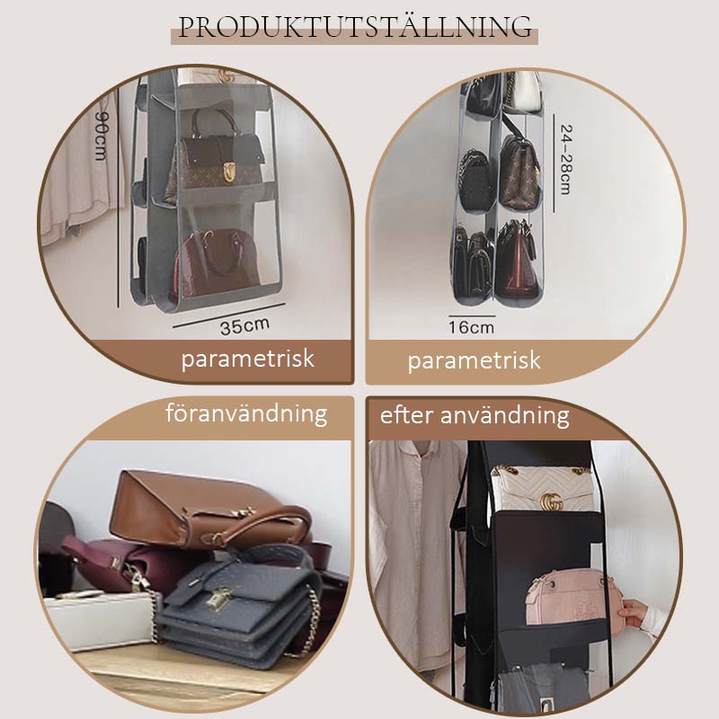 Ripustettava säilytyspussi – kaksipuolinen läpinäkyvä muotoilu, välttämätön vaatekaapin järjestämiseen.
