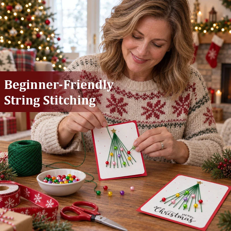 🎄🧵DIY kit for a Christmas card featuring string art