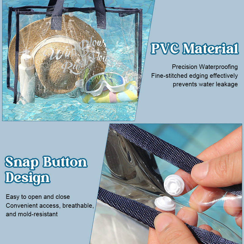 Waterproof Transparent Beach Tote – Large Capacity Travel & Swim Organizer