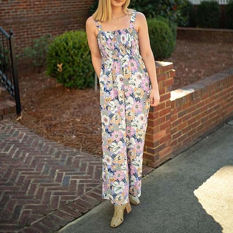 🏖️Women’s Casual Print Sleeveless Overalls Jumpsuits🌼